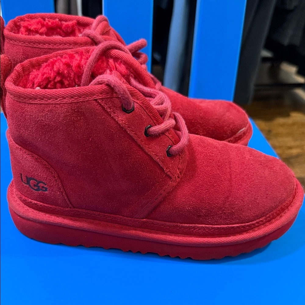UGG Bold Red Ankle Boots  Used great condition size 1